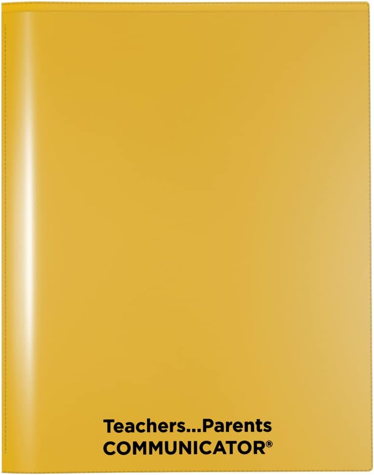 Nicky's Folder® English Communicator, Parent-Teacher Folder, Patented Tear-Resistant, Flexible Plastic, 2 Inside Pockets, 2 Exterior Sleeves, Letter Size Paper, Single Color (24 Pack) (Yellow)
