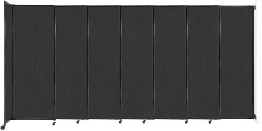Wall-Mounted Sliding StraightWall Room Divider | Adjustable Widths | Locking Wheels | Room Separator | Up to 15'6" Wide x 7'6" Tall Black Fabric Panels