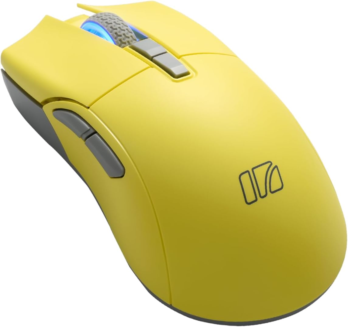 iRocks M31R Wireless Gaming Mouse, Triple Mode 2.4G/ Bluetooth/USB-C Detachable Cable Gaming Mouse, Kailh GM8.0 Switches, Advanced PixArt PAW3395 Optical Sensor, Up to 26,000 DPI - Lemon Yellow