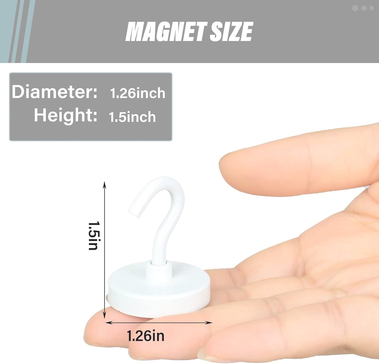 Neosmuk Magnetic Hooks Heavy Duty, Strong Magnet with Hook for Fridge, Super Neodymium Extra Strength Industrial Hooks for Hanging, Magnetic Hanger for Toolbox, Cruise, Grill(White,4 Pack)