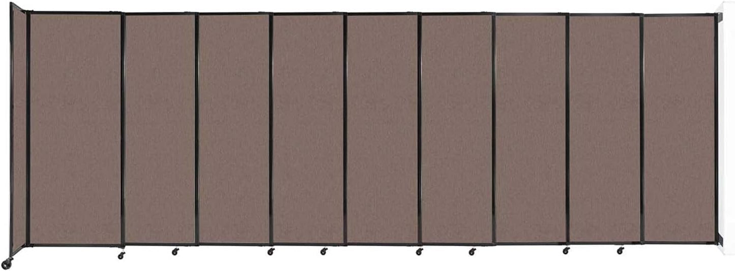 Wall-Mounted Sliding StraightWall Room Divider | Adjustable Widths | Locking Wheels | Room Separator | Up to 19'9" Wide x 6'10" Tall Latte Fabric Panels