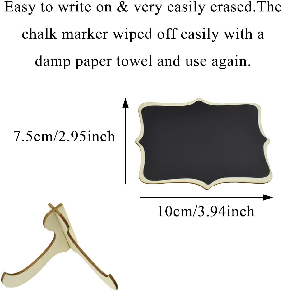 HAHIYO Mini Blackboards Chalkboard Signs with Wood Easels Support Easy Set up Smooth Even Surface Easy Write and Clean Stand Not Fall Over for Food Wedding Buffet Memo 12PCS