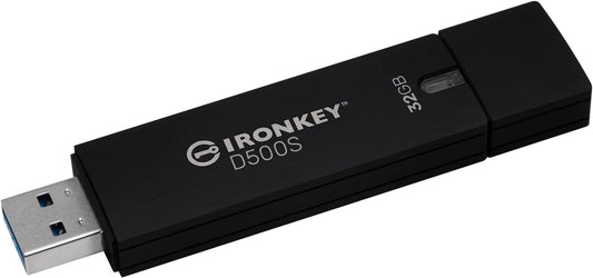 Kingston Ironkey D500S 32GB Encrypted Flash Drive | Dual Hidden Partition | FIPS 140-3 Level 3 | XTS-AES 256-bit | BadUSB and Brute Force Protection | Multi-Pin Option | IKD500S/32GB