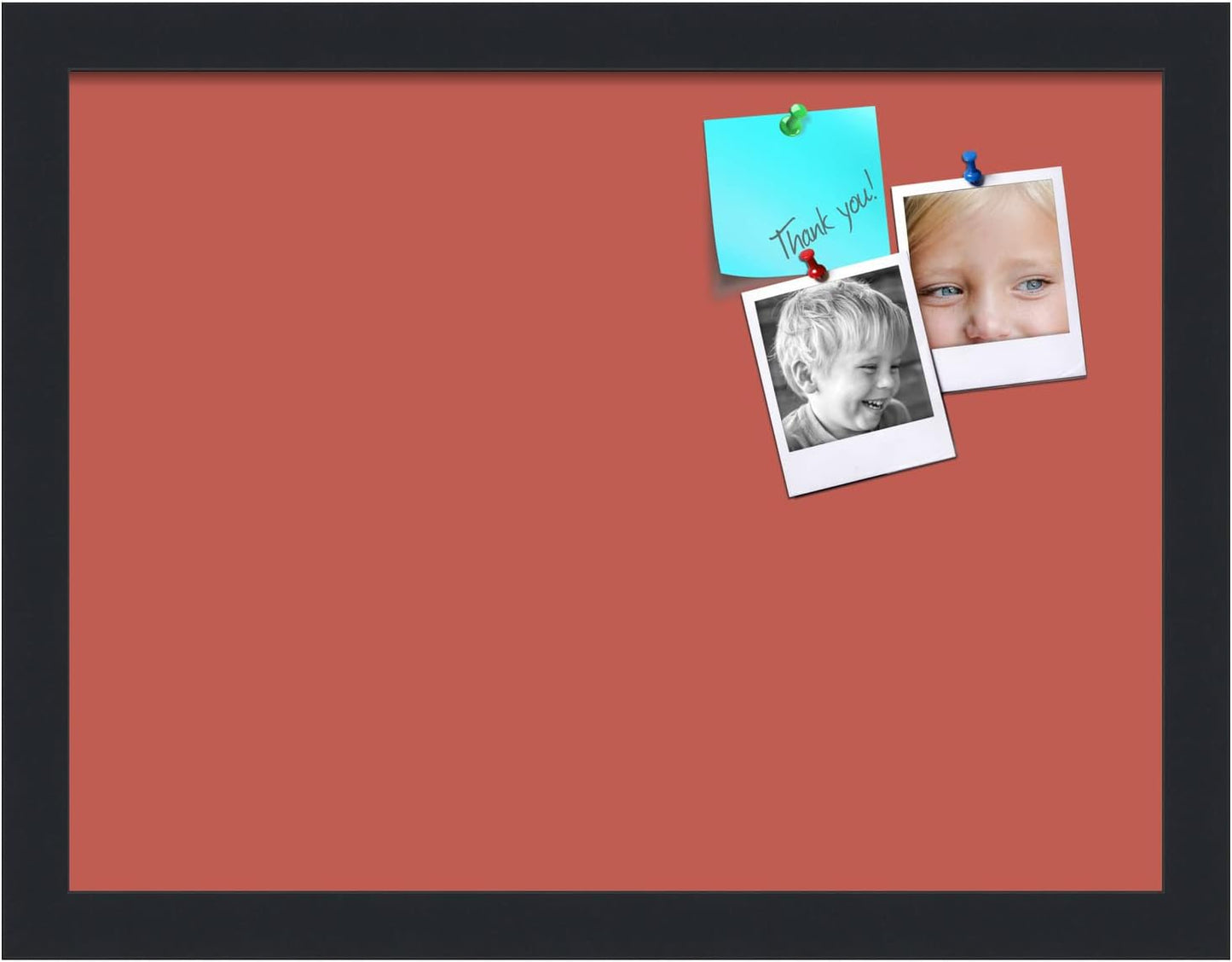 PinPix 16x12 Inch Cork Bulletin Board. This Decorative Framed Pin Board Comes with Crimson Pastel Design and a Satin Black Frame. Ideal for Home Office Decor or Message Board (PinPix-1807)