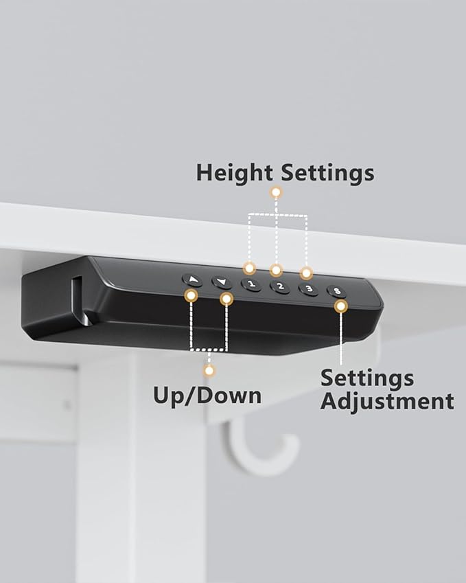 FEZIBO One-Piece Standing Desk Adjustable Height Stand up Home Office Desk, 48x24 Inch Electric Standing Computer Desk, with 4 Memory Presets, Fixable casters, White