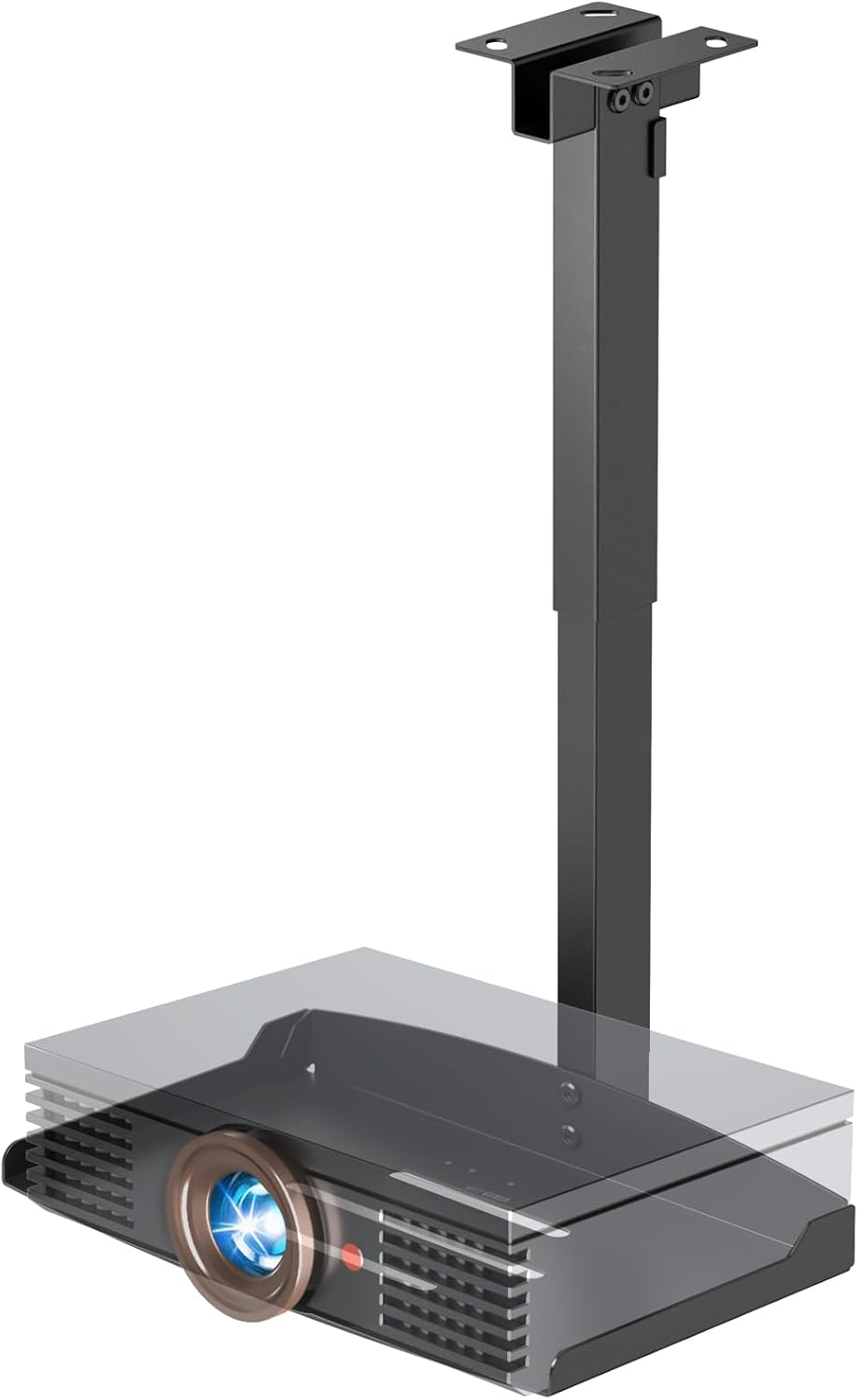 PUTORSEN Adjustable Projector Ceiling Mount,Universal Projector Shelf for Ceiling and Wall, Holds up to 22lbs，No Hole Installation, Hidden Cable Routing, Black
