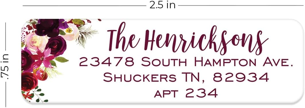 Fall Floral Rolled Address Labels / 250 Personalized Return Address Labels/Designer Address Stickers in Elegant Plastic Dispenser