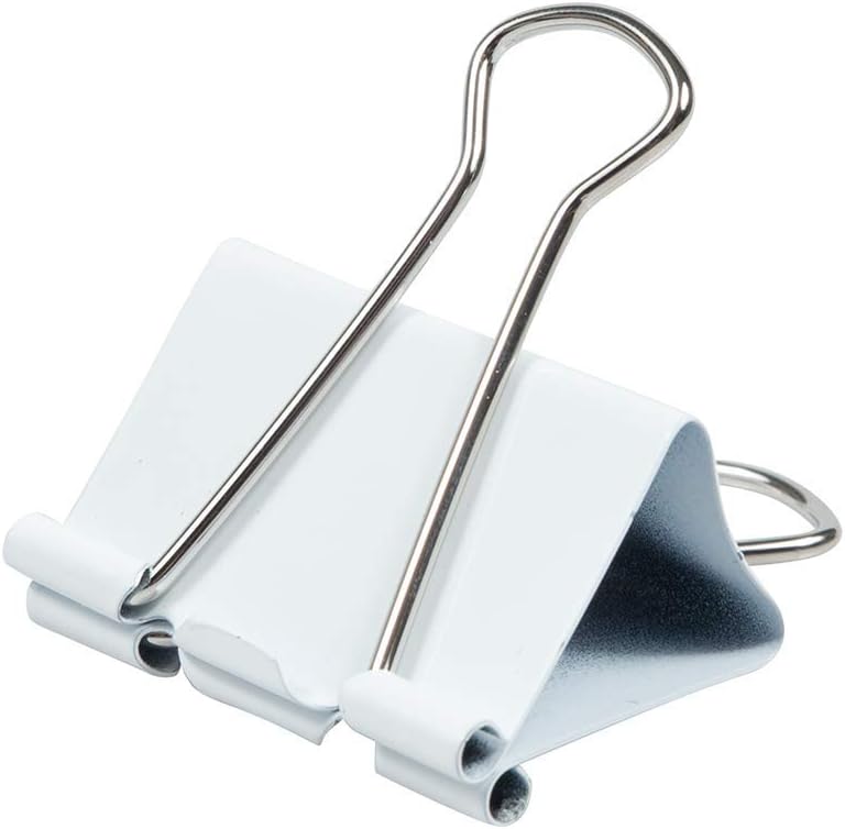 JAM PAPER Colorful Binder Clips - Large - 1 1/2 Inch (41 mm) - White Binderclips - 12/Pack