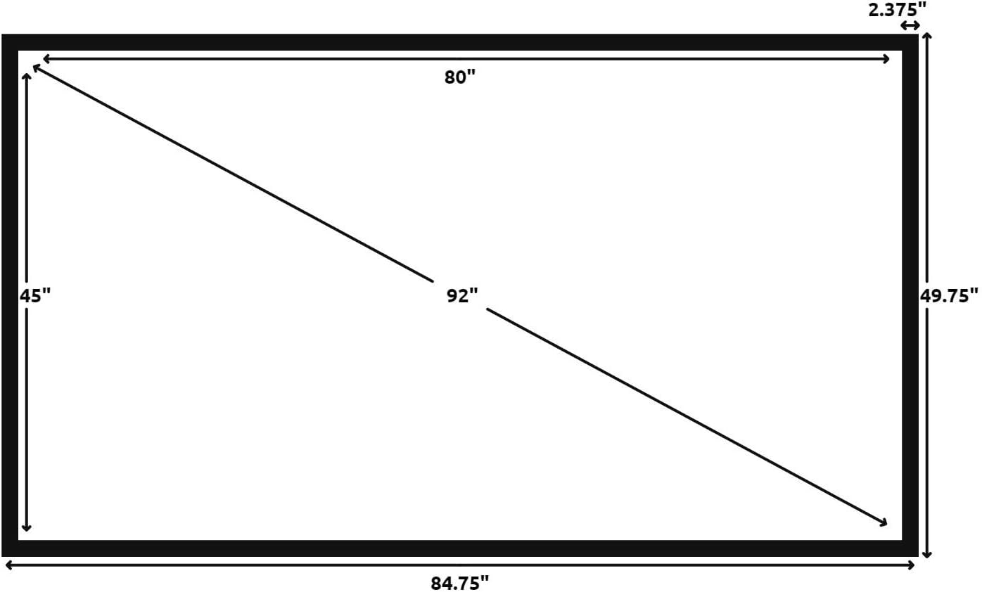 Silver Ticket Products STR Series 6 Piece Home Theater Fixed Frame 4K / 8K Ultra HD, HDTV, HDR & Active 3D Movie Projection Screen, 16:9 Format, 92" Diagonal, White Material STR-16992