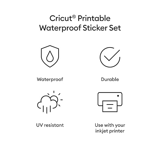 Cricut Printable Waterproof Sticker Set, 20 Transparent Sheets (8.5" x 11") - Compatible with Inkjet Printers - For Joy Xtra, Explore, & Maker Machines