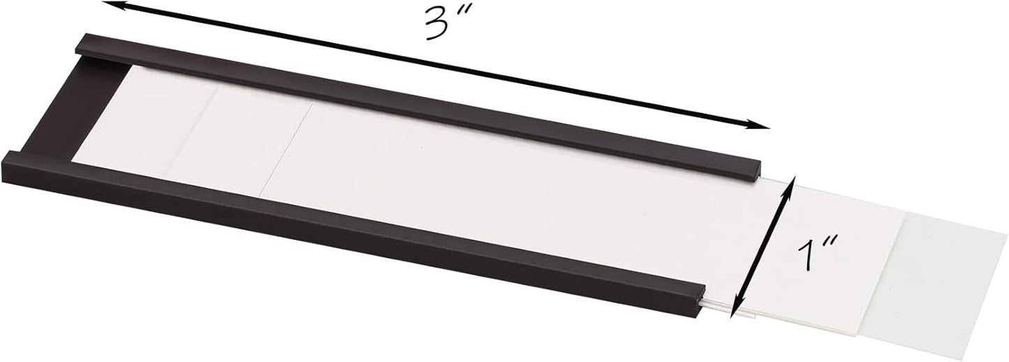 Realth C Channel Magnetic Label Holders 70 Pack 1'' x 3'' with Paper Inserts and Clear Plastic Protectors, Magnetic Data Card Holders File Cabinet Labels for Metal Racks and Shelves