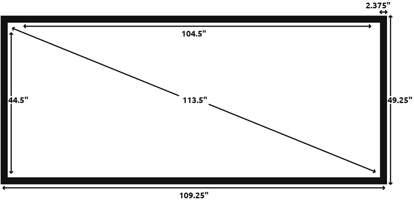 Silver Ticket Products STR Series 6 Piece Home Theater Fixed Frame 4K / 8K Ultra HD, HDTV, HDR & Active 3D Movie Projection Screen, 2.35:1 Format, 115" Diagonal, Grey Material STR-235115-G
