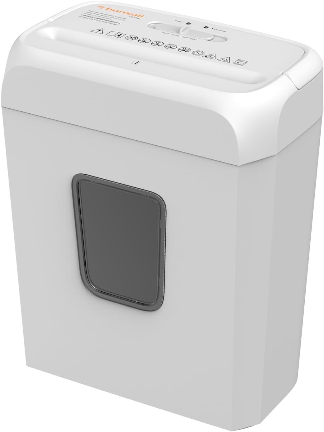 Bonsaii Quiet Cross-Cut Shredder, Ideal for Home Offices, Low-Noise Shredder, 6 Sheets at Once, Perfect for documents, Mail & Staples, 3.4-Gallon Wastebasket, Easy-Carry Handle, White