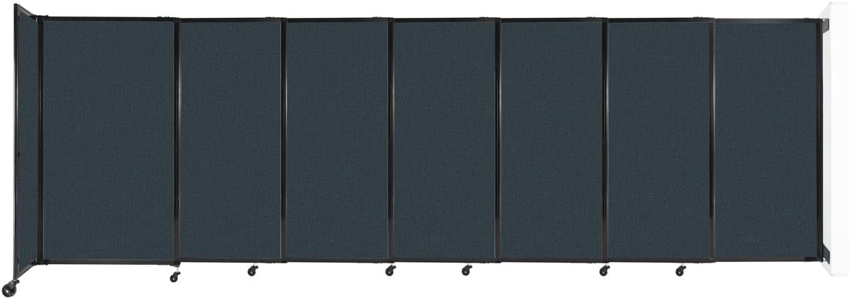 Wall-Mounted Sliding StraightWall Room Divider | Adjustable Widths | Locking Wheels | Room Separator | Up to 15'6" Wide x 5' Tall Blue Spruce Fabric Panels