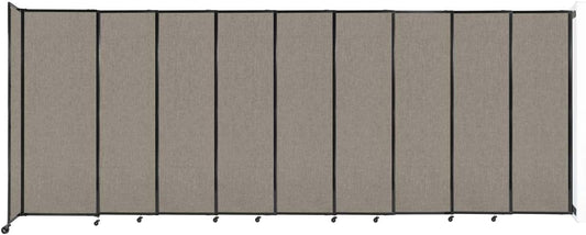 Wall-Mounted Sliding StraightWall Room Divider | Adjustable Widths | Locking Wheels | Room Separator | Up to 19'9" Wide x 7'6" Tall Warm Pebble Fabric Panels