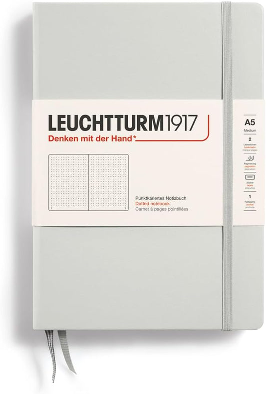 LEUCHTTURM1917 - Notebook Hardcover Medium A5-251 Numbered Pages for Writing and Journaling (Light Grey, Dotted)