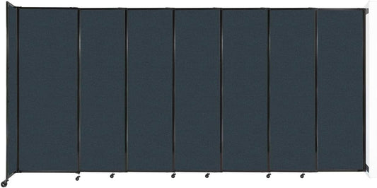 Wall-Mounted Sliding StraightWall Room Divider | Adjustable Widths | Locking Wheels | Room Separator | Up to 15'6" Wide x 7'6" Tall Blue Spruce Fabric Panels