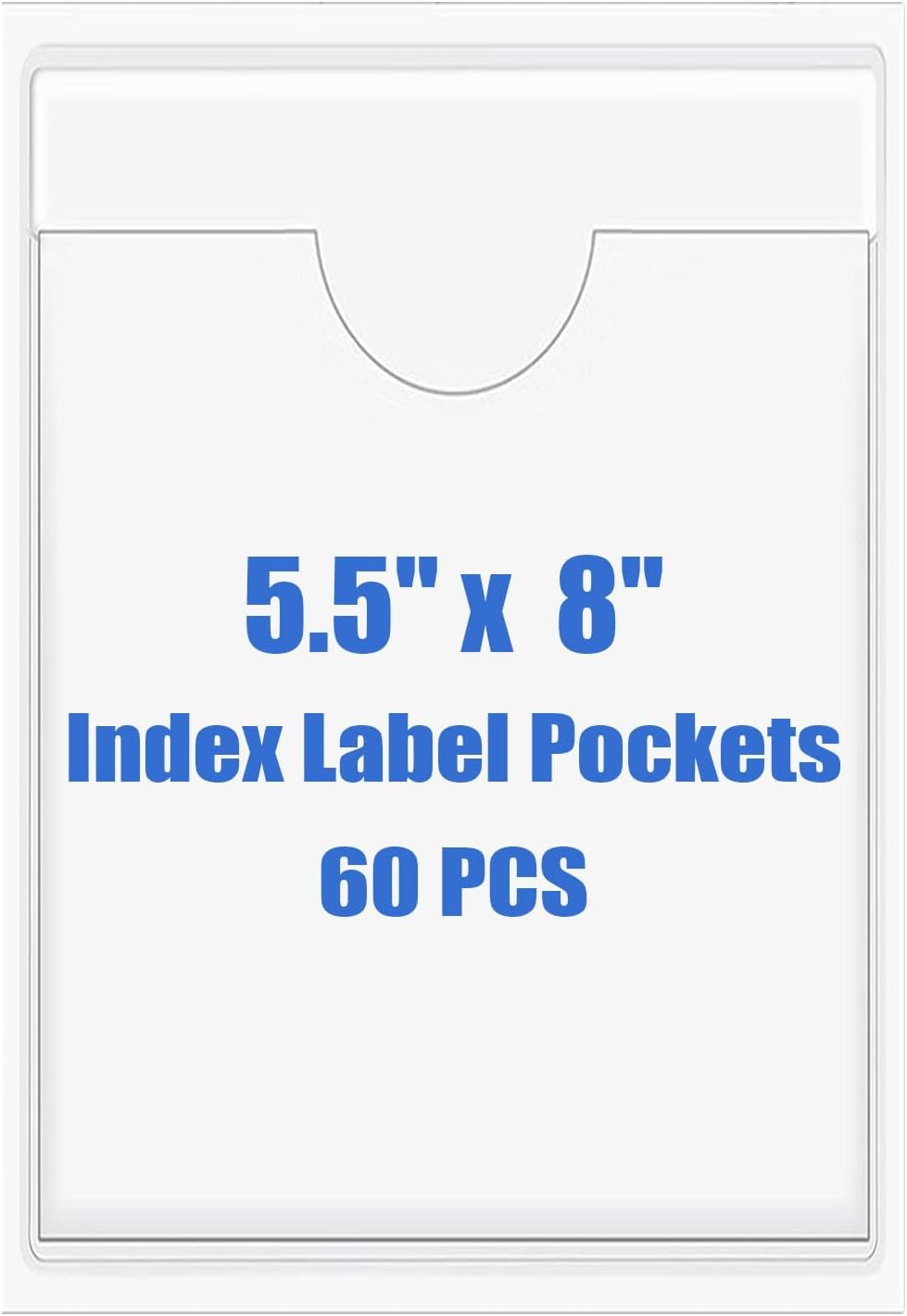 Origin-Joy 60 PCS Self Adhesive Index Card Pockets with Top Open, Clear Plastic Label Holder for Cards of Note, Library and Business, Adhesive Label Pockets & Card Holder (5.5 x 8 inch)