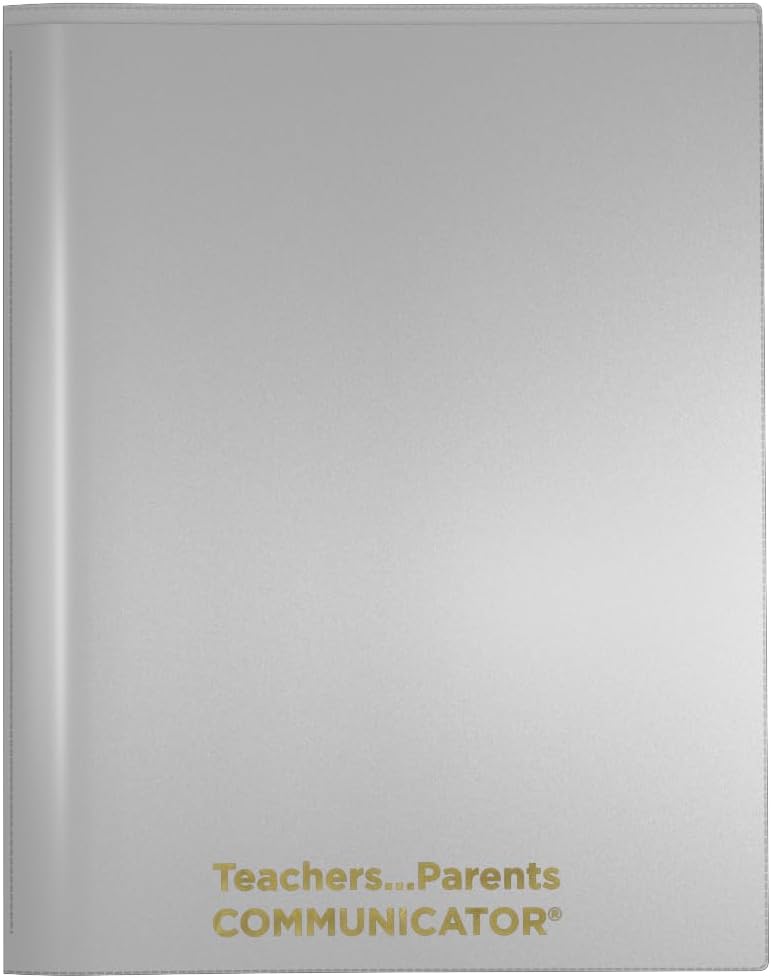 Nicky's Folders® English Communicator, Parent-Teacher Folder, Patented Tear-Resistant Flexible Plastic 2 Inside Pockets, 2 Exterior Sleeves, Letter Size Paper, Single Color(24 Pack) (Metallic Silver)