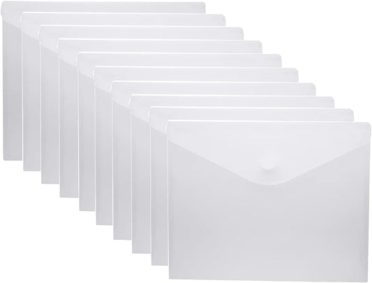 8.5 x 11 Clear Letter Sized Plastic Envelopes Document File Storage Holder 10 Pack Hook Loop Closure (10 Pack)