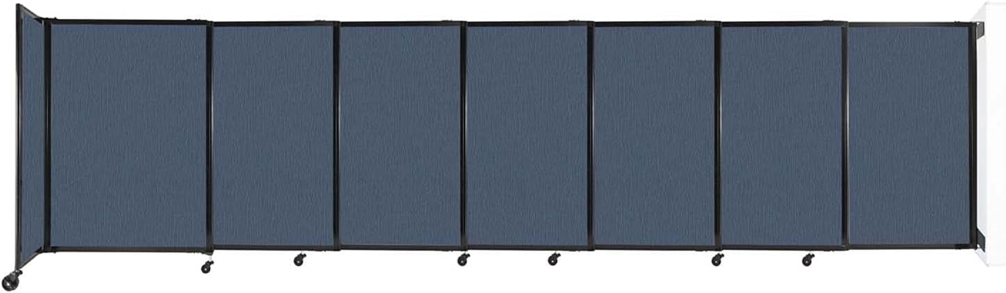 Wall-Mounted Sliding StraightWall Room Divider | Adjustable Widths | Locking Wheels | Room Separator | Up to 15'6" Wide x 4' Tall Ocean Fabric Panels