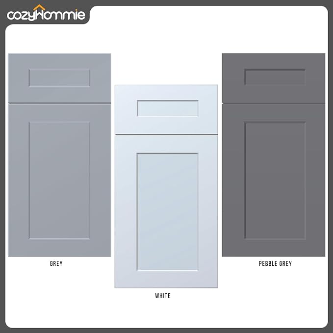 Shaker Style Grey RTA Base Drawer Cabinet by Solid Wood for Kitchen, Bathroom, Bedroom or Office with 3 Drawers and Soft Close(24" W x 24" Depth x 34-1/2" H)