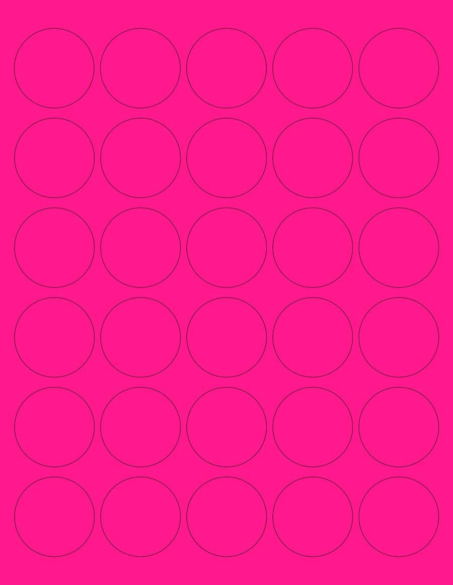 NextDayLabels - 8-1/2 x 11" Neon Color High Light Fluorescent Labels for Laser & Inkjet Printer (Pink Fluorescent, 1.5" Round - 30 Per Page | 750 Labels)