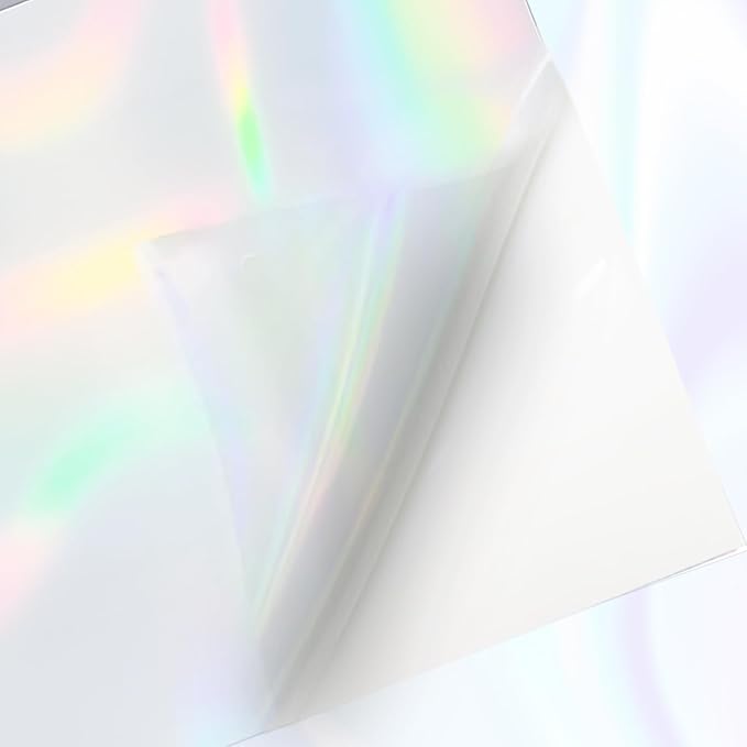 Printable Transparent Laser Sticker Paper, Laser & Inkjet Printable 8.5 x 11 Inches Dries Quickly Stickers Clear Rainbow Vinyl Label 22 pcs