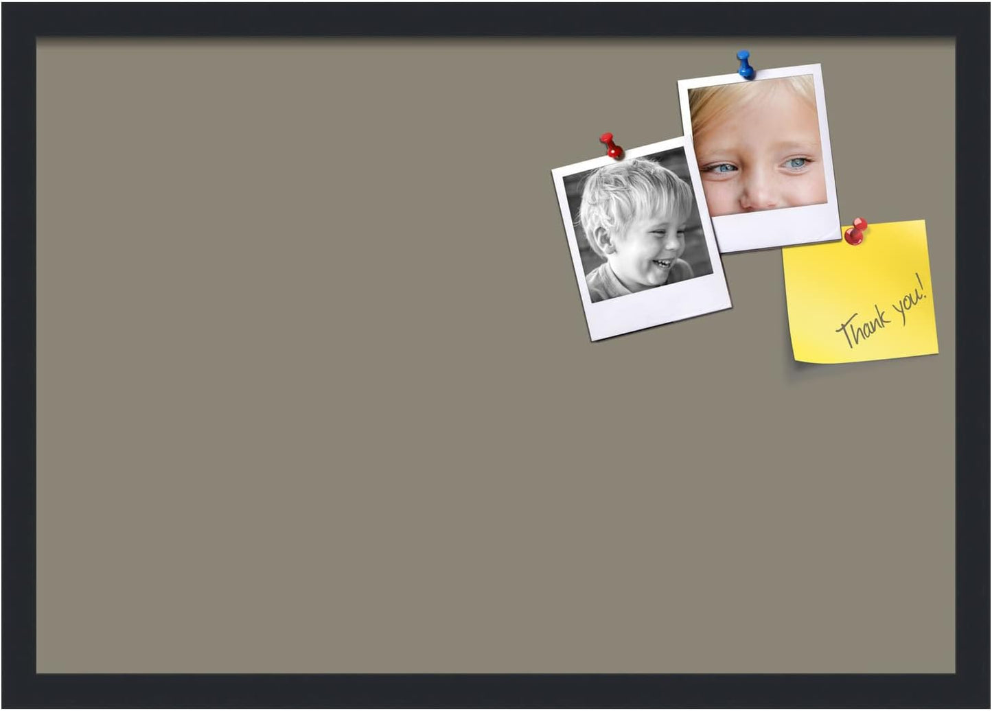 PinPix 26x18 Inch Cork Bulletin Board. This Decorative Framed Pin Board Comes with Pewter Design and a Satin Black Frame. Ideal for Home Office Decor or Message Board (PinPix-1812)