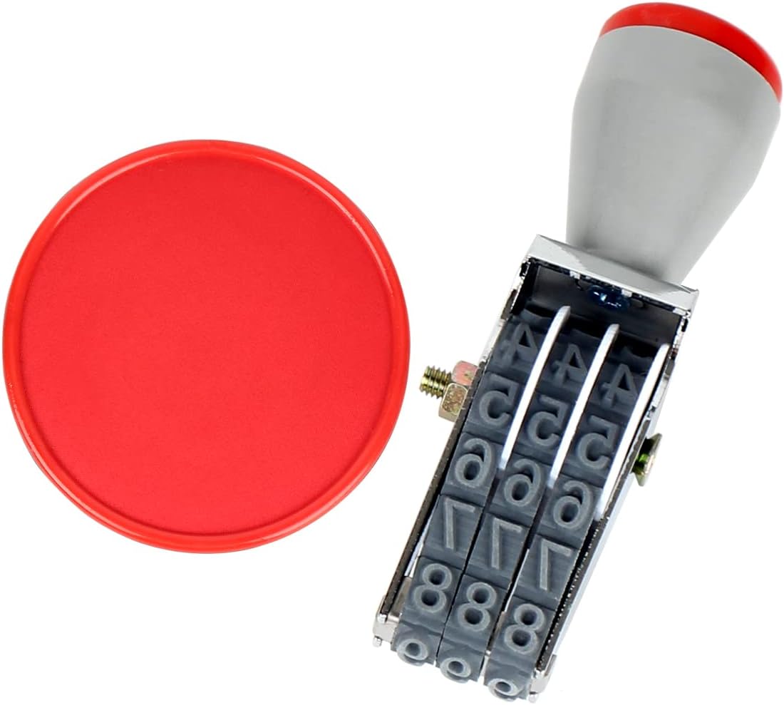 3 Digits Numbering Stamp and RED Ink Pad Kit,Rubber Roller Stamps Multi-Function DIY Impression,Business Stamps Office Stamps Date Stamp Pad