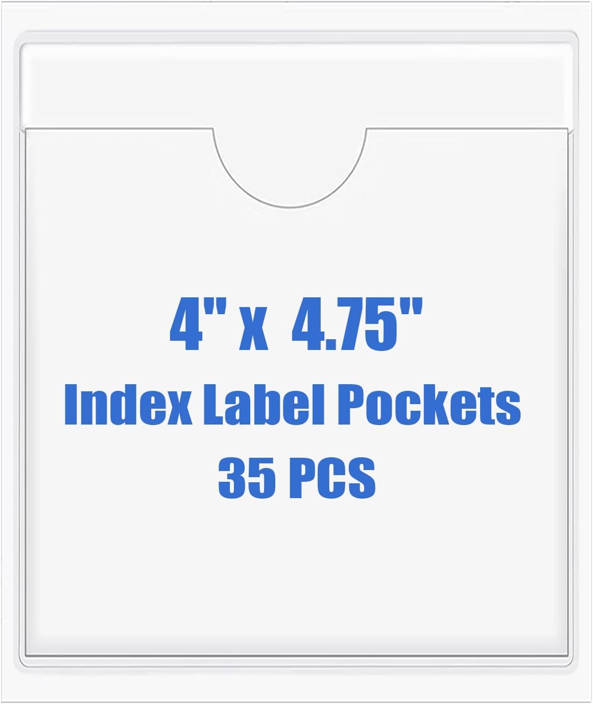 Origin-Joy 35 PCS Self Adhesive Index Card Pockets with Top Open, Clear Plastic Label Holder for Cards of Note, Library and Business, Adhesive Label Pockets & Card Holder (4 x 4.75 inch)
