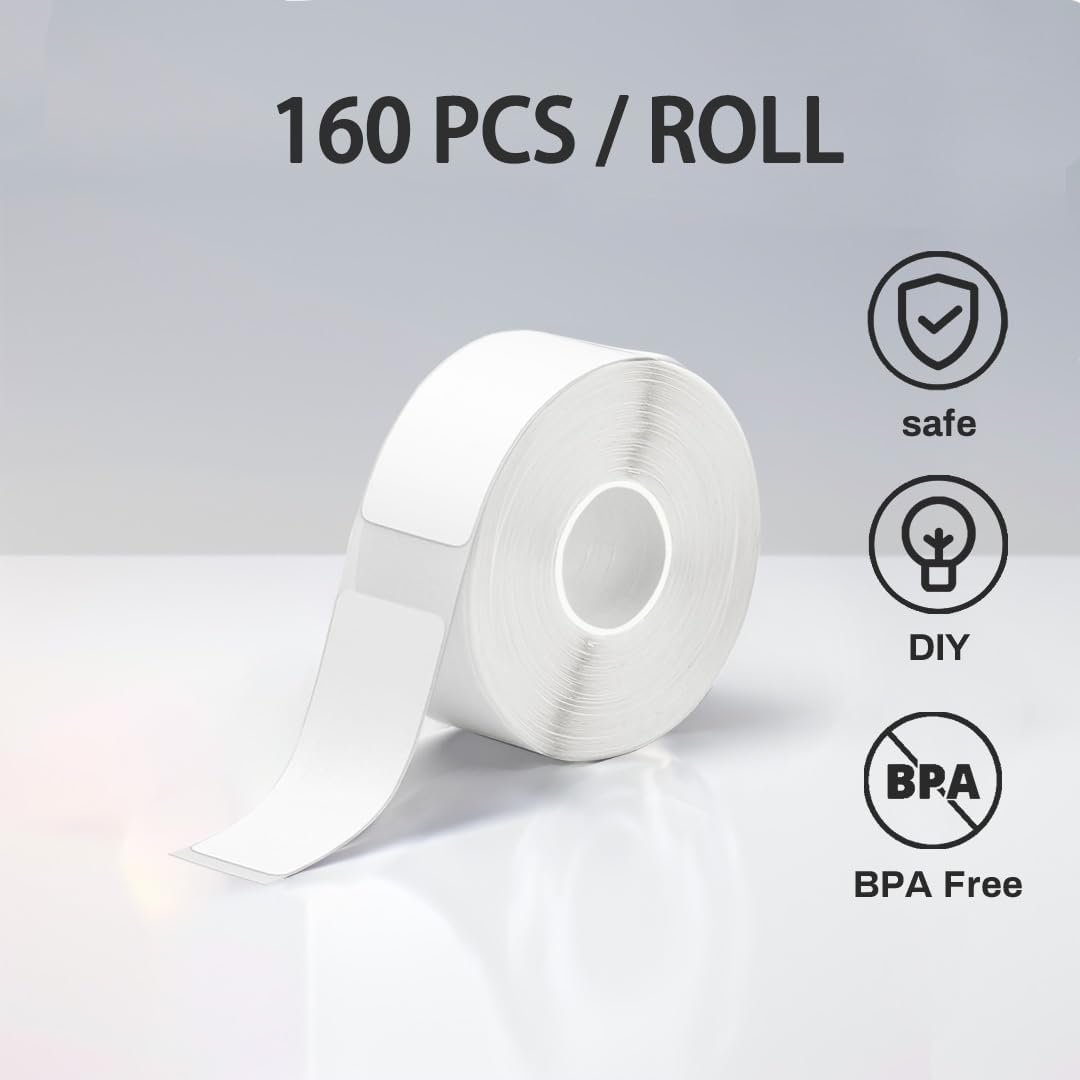 White D30 Label Tape, Label Maker Tape-12mm×40mm(0.47"x1.57") Sticker Thermal Paper Self-Adhesive for D30 Printer 3 Rolls