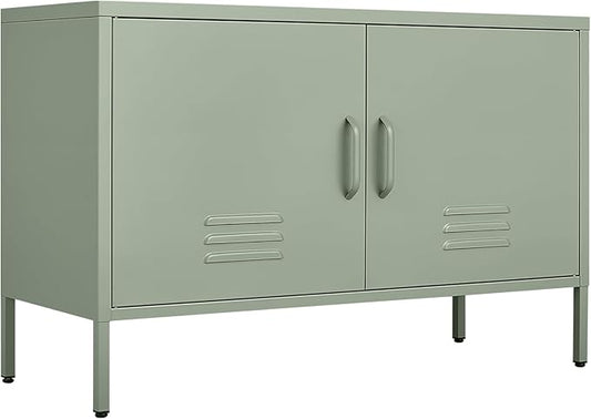Metal Storage Cabinet,Short TV Cabinet with Storage,Modern TV Stands for Bedroom,Classroom,Green