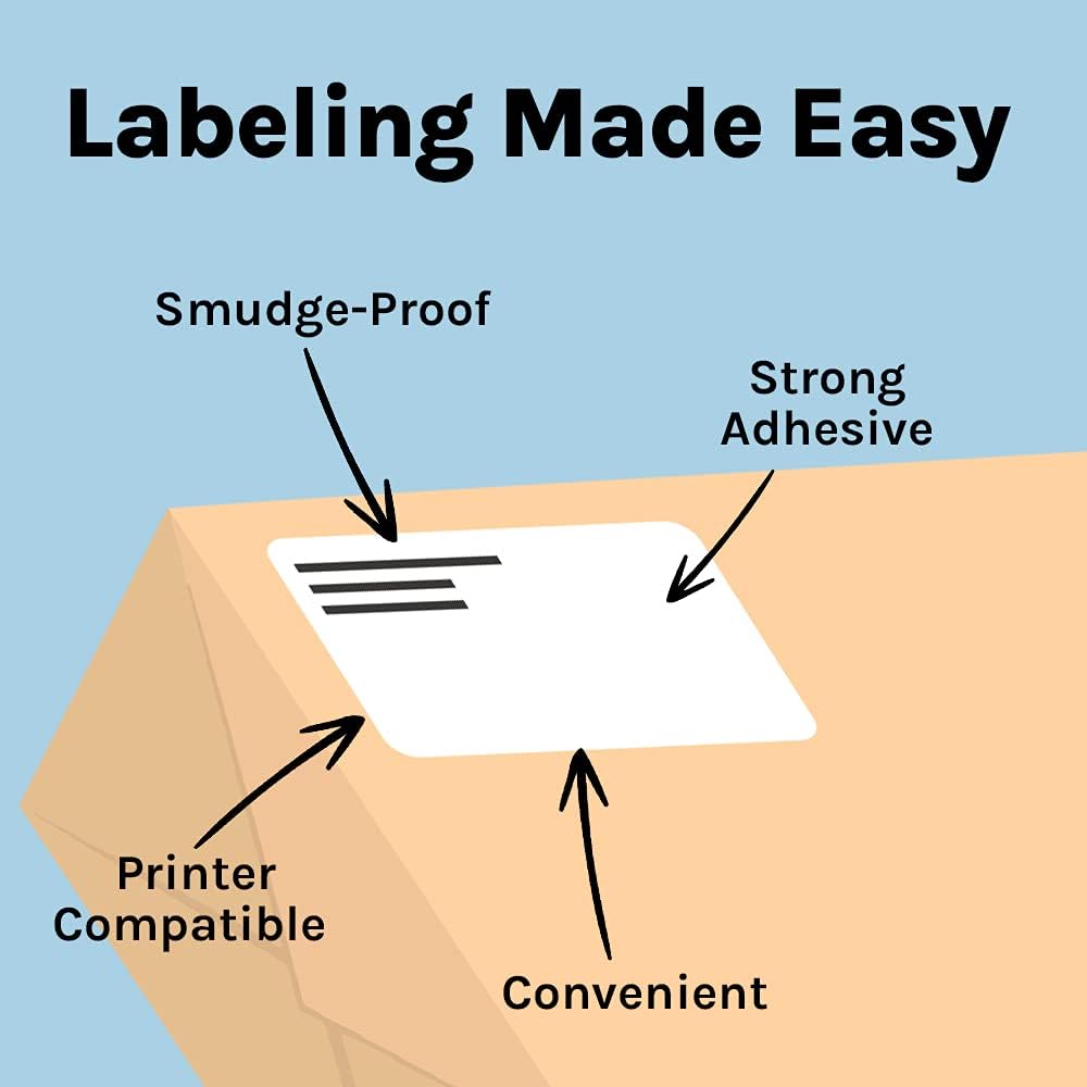 Premium Label Supply White Sticker Shipping Labels – 4" x 5" – Laser/Inkjet Compatible – (4 per Sheet), 25 Sheets - 100 Total Adhesive Labels