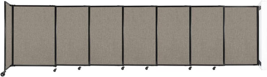 Wall-Mounted Sliding StraightWall Room Divider | Adjustable Widths | Locking Wheels | Room Separator | Up to 15'6" Wide x 4' Tall Warm Pebble Fabric Panels