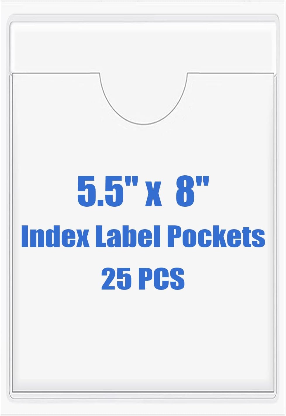 Origin-Joy 25 PCS Self-Adhesive Index Label Pockets, Clear Plastic Peel & Stick Card Holders with Top Open for Loading (5.5 x 8 inch)