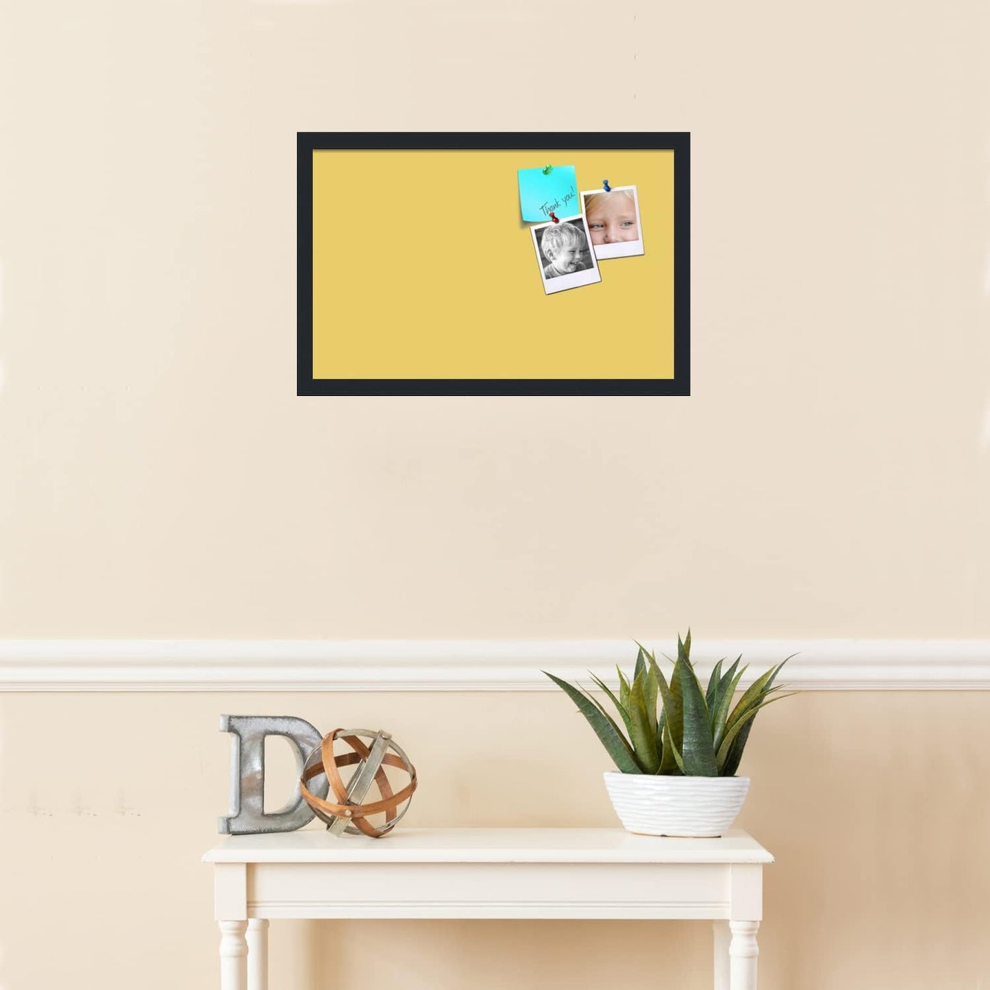 PinPix 22x14 Inch Cork Bulletin Board. This Decorative Framed Pin Board Comes with Honey Pastel Design and a Satin Black Frame. Ideal for Home Office Decor or Message Board (PinPix-1810)
