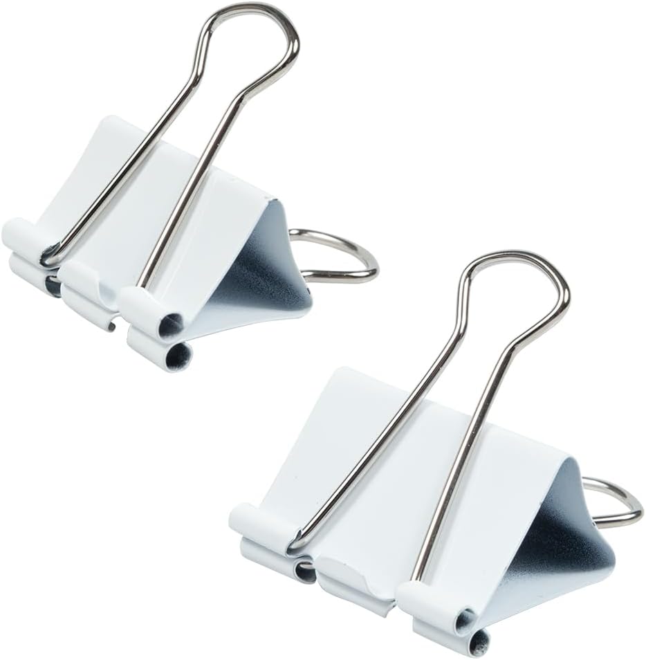 JAM PAPER Colorful Binder Clips Assortment - Medium & Large Size - White Binderclips - 27 Clips/Pack