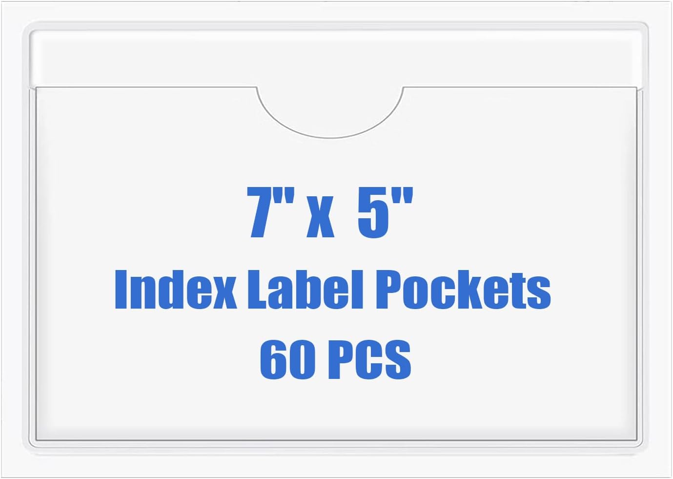 Origin-Joy 60 PCS Self Adhesive Index Card Pockets with Top Open, Clear Plastic Label Holder for Cards of Note, Library and Business, Adhesive Label Pockets & Card Holder (7 x 5 inch)