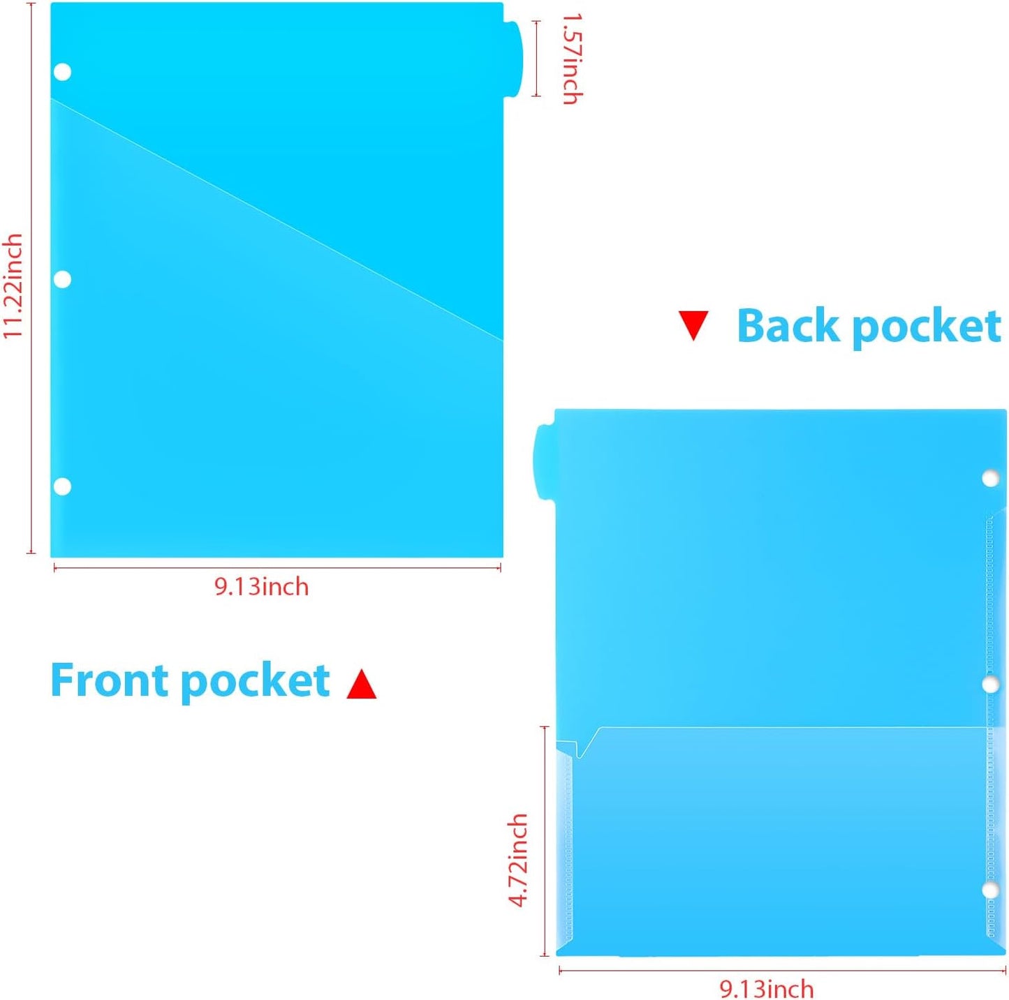 WOT I Plastic 8-tab Dividers with 2 Clear Pockets - 6 Sets, Binder Dividers for 3 Ring Binder, Bright Multicolor, Total 48 Tabs