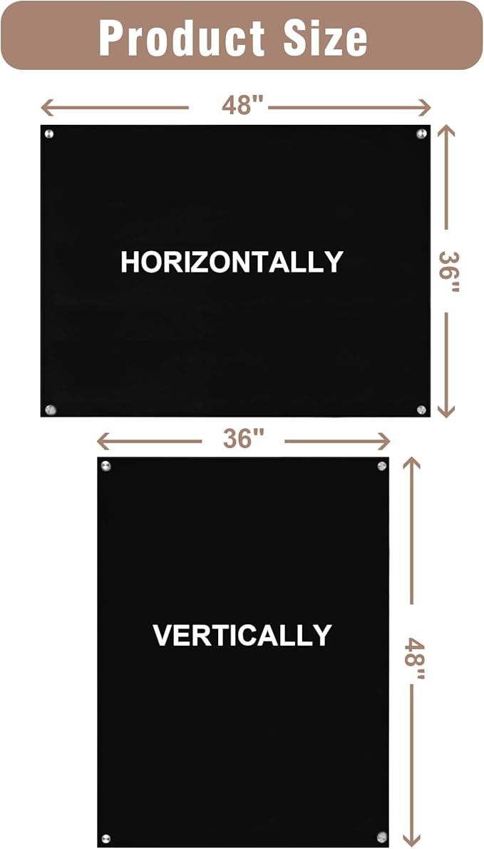 Magnetic Glass Whiteboard，48"x36" Wall Mounted Frameless Dry Erase Board for Office, Home & School Black