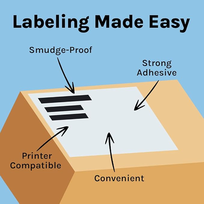 Premium Label Supply White Sticker Full Sheet Shipping Labels – 8.5" x 11" – Laser/Inkjet Compatible – (1 Label/Sheet), 100 Sheets - Letter Size
