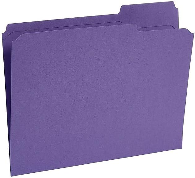 Staples 508945 File Folders Reinforced 3-Tab Letter Size Purple 100/Box (508945)