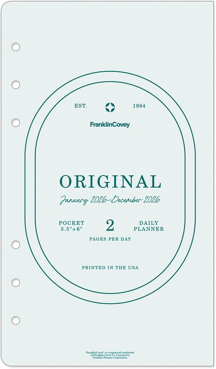 FranklinCovey - Original Two Page Per Day Ring-Bound Planner (Pocket, Jan 2026 - Dec 2026)