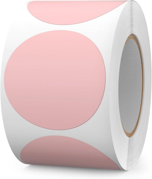 500 PCS Pink Dots Stickers 2 Inch Vinyl Color Coding Round Sticker Removable Writable Circle Labels Roll for Office Inventory Garage Yard Sale Tag