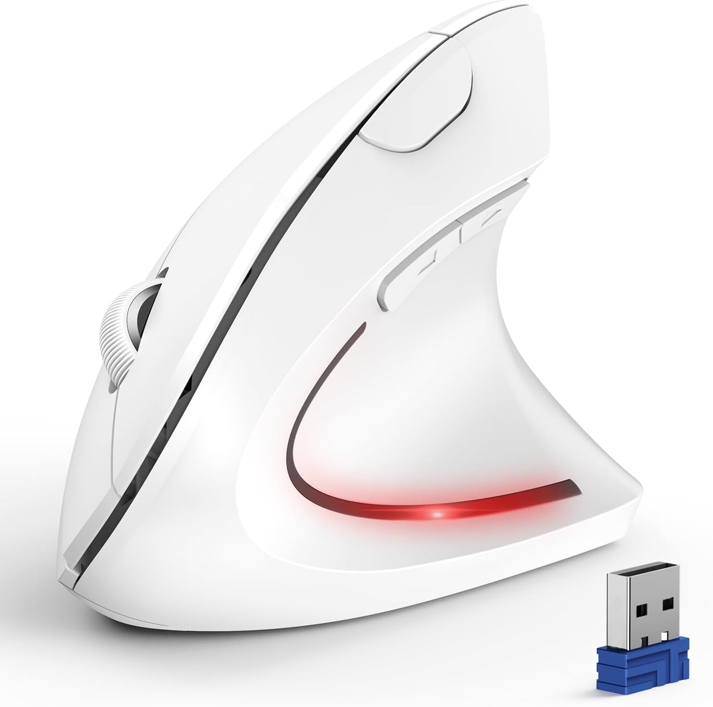 TECKNET Ergonomic Mouse, Wireless Bluetooth Vertical Mouse, 4800 DPI Optical Tracking, 6 Adjustable DPI, Quiet Clicks, 2.4GHz with USB A Receiver, 12 Months Battery, 6 Buttons, Wide Compatibility