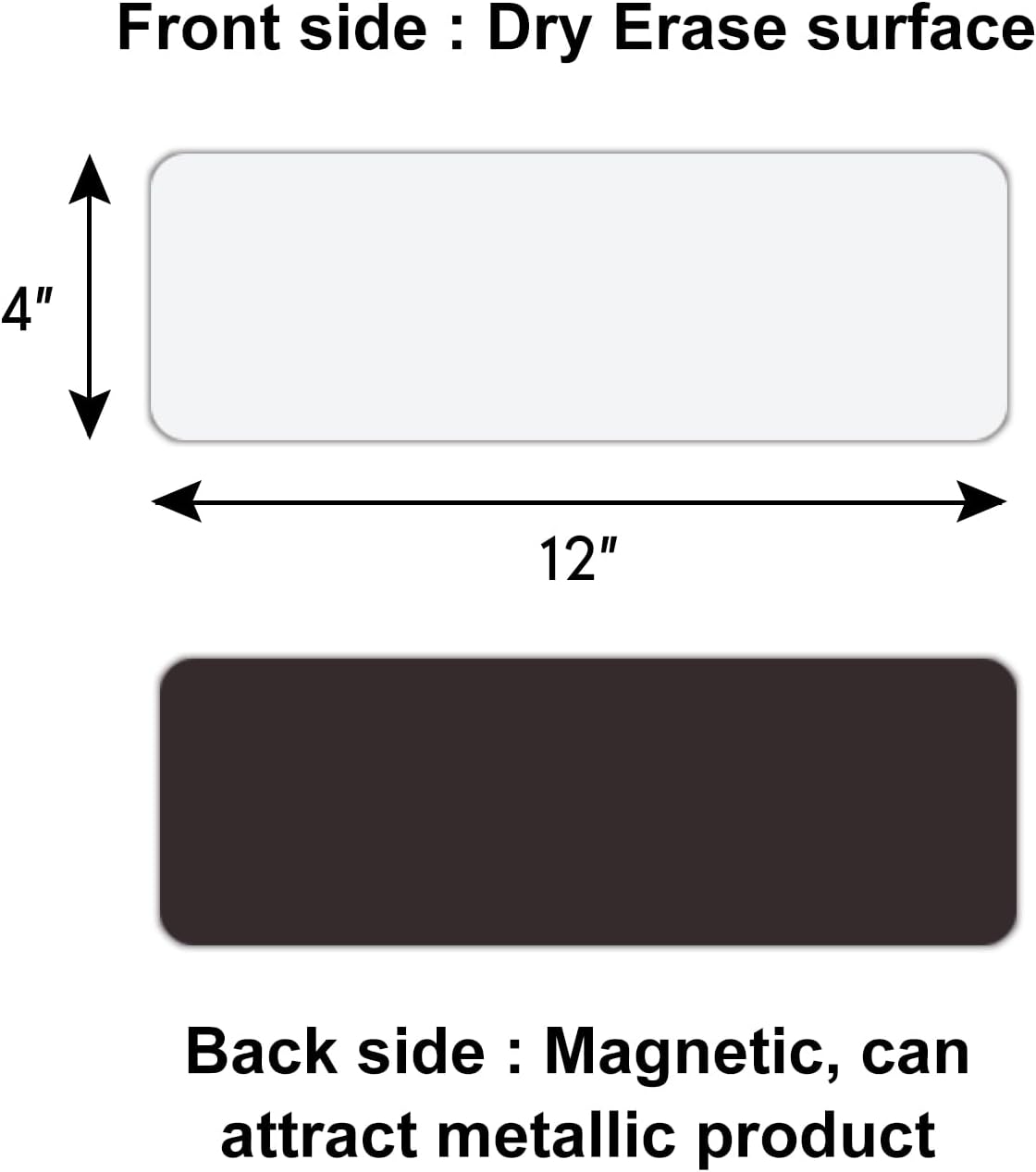 Larger Magnetic Dry Erase Labels 12"x 4" White, Big Dry Erase Magnetic Labels for Whiteboards, Fridge, School Classroom, Pack of 10