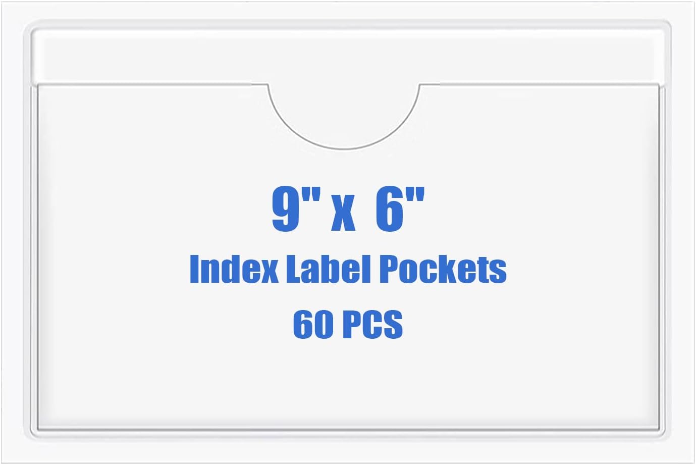 Origin-Joy 60 PCS Self Adhesive Index Card Pockets with Top Open, Clear Plastic Label Holder for Cards of Note, Library and Business, Adhesive Label Pockets & Card Holder (9 x 6 inch)