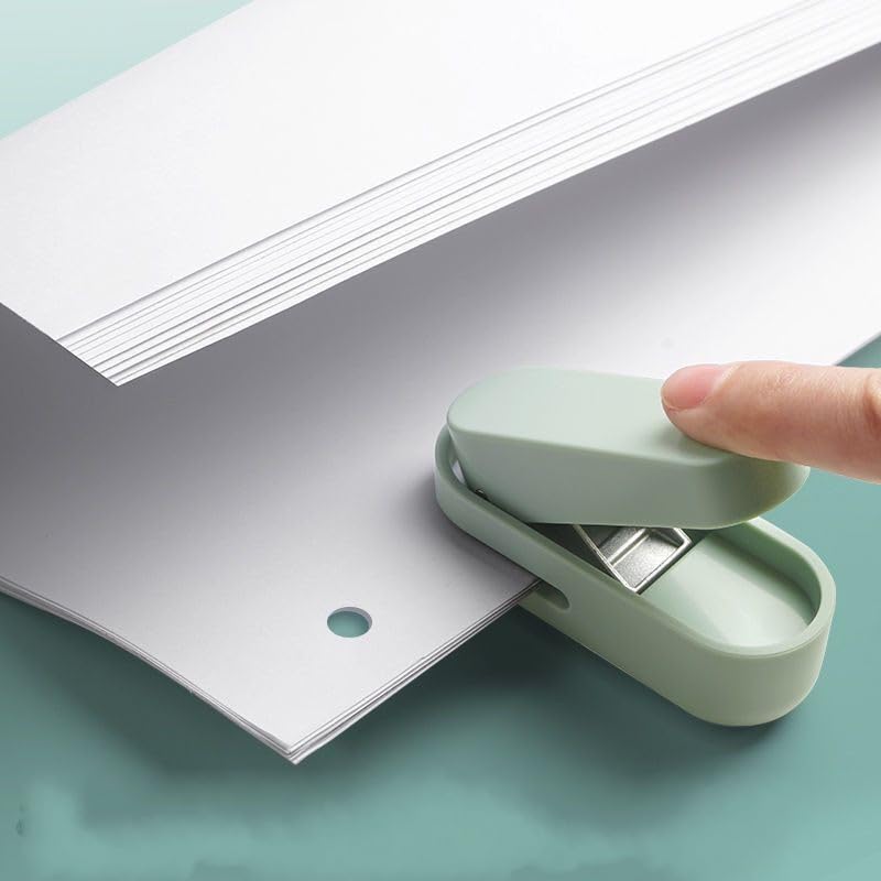 Knamoda Mini Small Hole Puncher White Color, 10 Sheet Paper Hole Puncher Capacity Single Hole Puncher for Office Use Or Gift for Students (White)