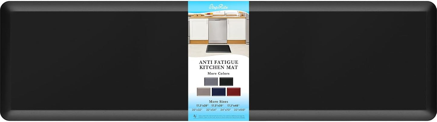 4/5 Inch Thick Kitchen Mats for Floor, StepRite Kitchen Rug for Standing Desk, Non-Slip, Thicker, Stain Resistant, Waterproof, Comfort Anti Fatigue Floor Mat for Home, Kitchen, Office - Black,108*30''